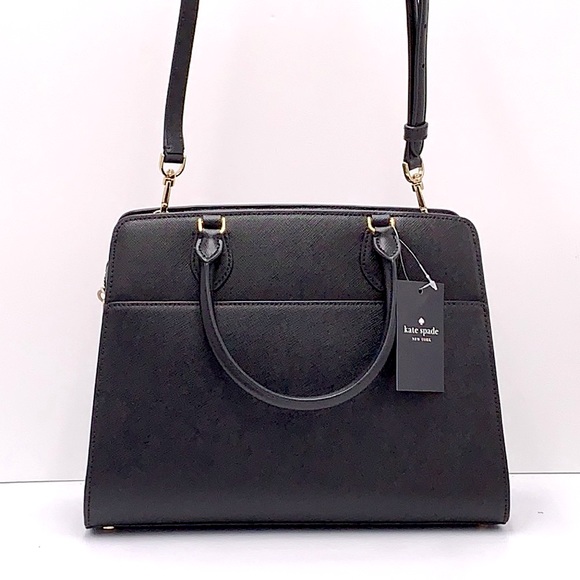 KATE SPADE Madison Saffiano Leather Medium Satchel BLACK COLOR - Picture 11 of 16